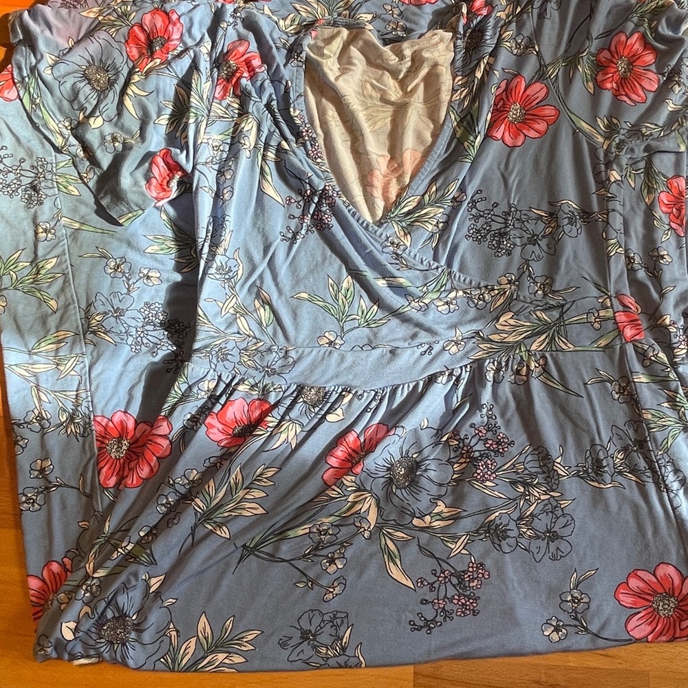 Floral Blue and Red Dress